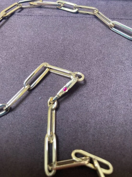ROBERTO COIN DESIGNER GOLD ALTERNATING SIZE PAPERCLIP LINK CHAIN NECKLACE - Picture 6 of 10